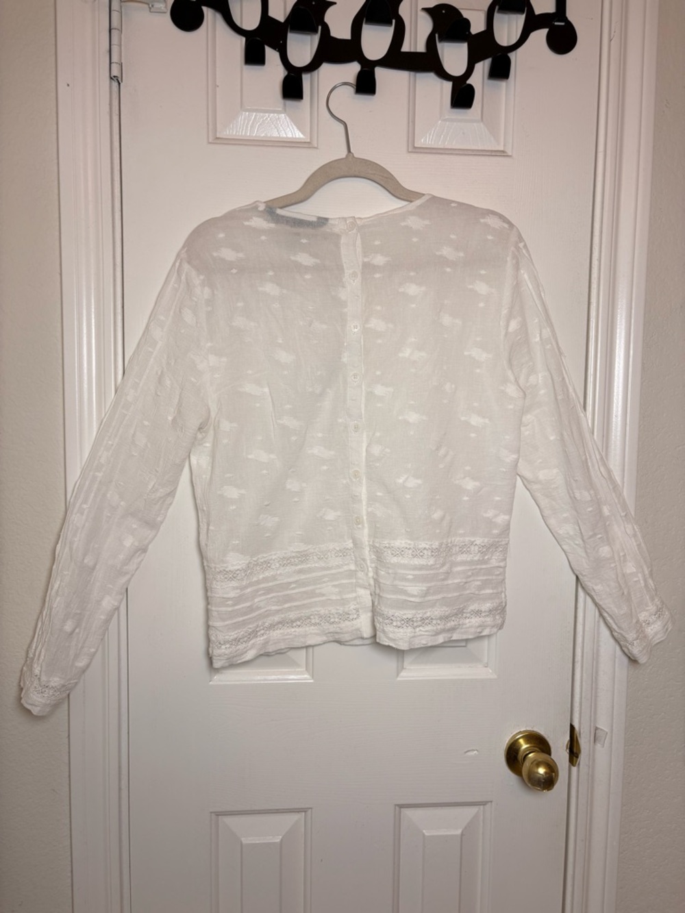 Veronica Beard Carmen White Cotton Lace Pintuck Blouse Romantic Boho Large - Picture 11 of 11